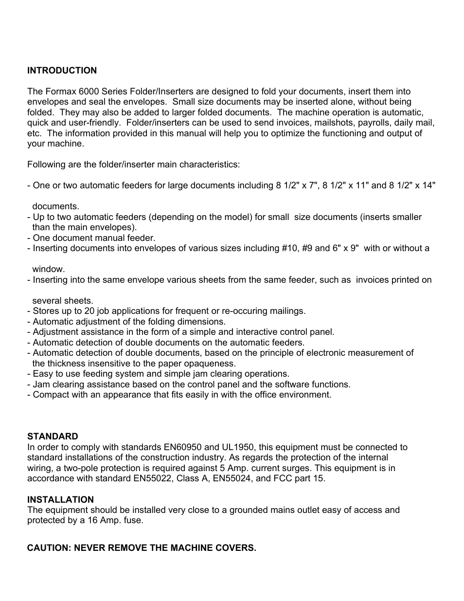 Formax 6200 (600) Series User Manual | Page 3 / 59