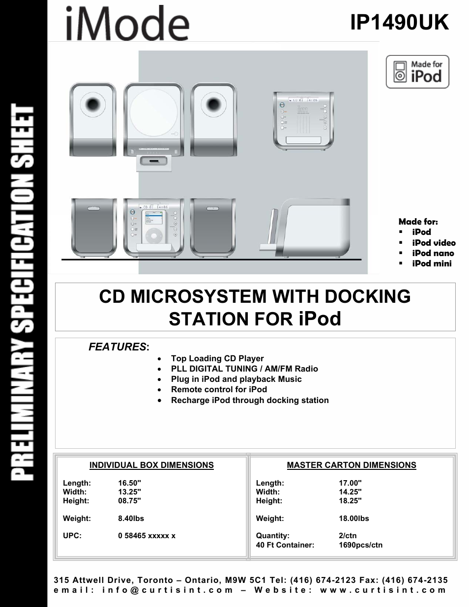 Curtis iMode IP1490UK User Manual | 1 page