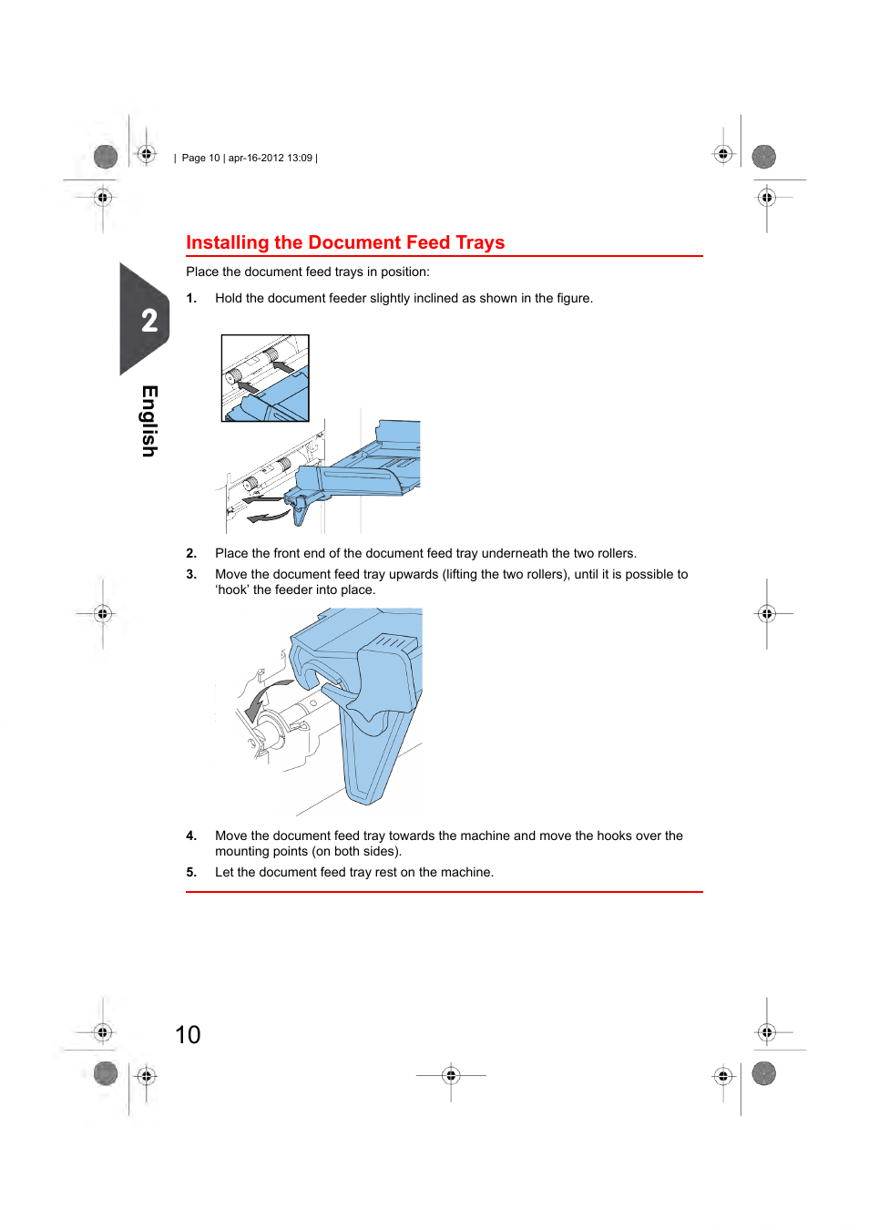 Installing the document feed trays, English | Formax 6204 Series User Manual | Page 15 / 90
