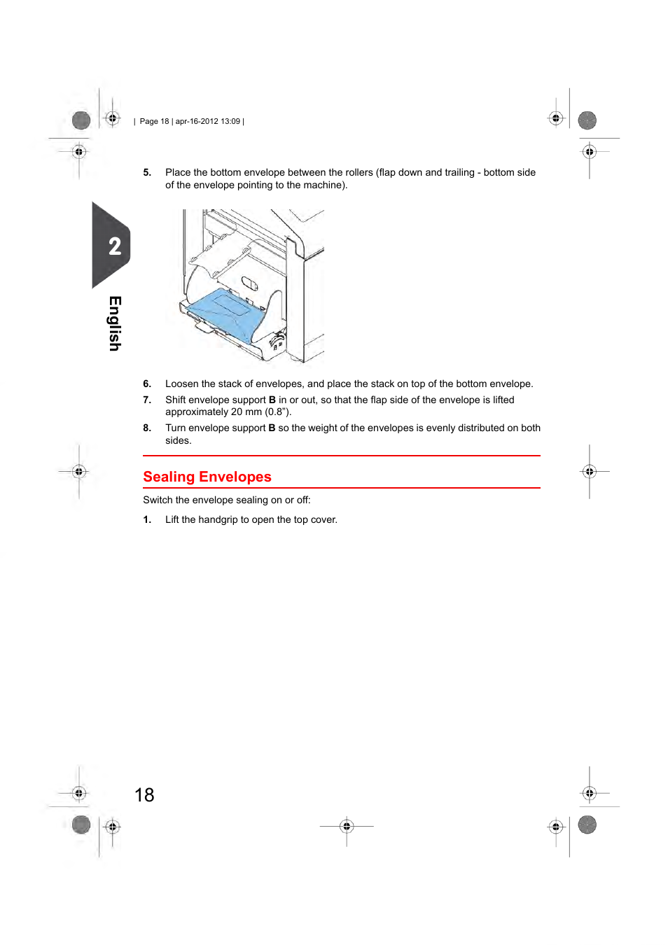 Sealing envelopes, English | Formax 6204 Series User Manual | Page 23 / 90