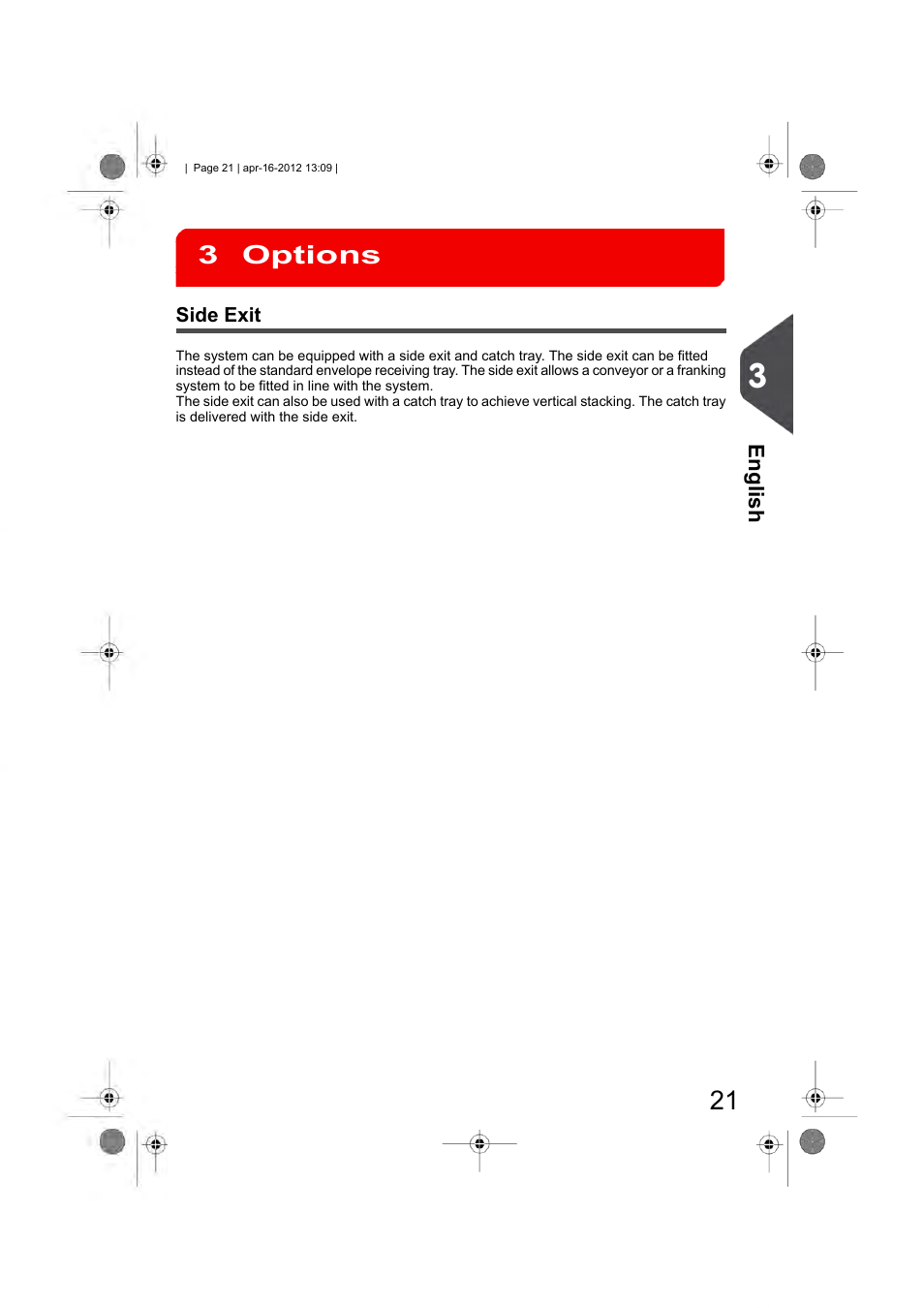 Options, Side exit, Insert'n frank / insert'n mail | Options 3 | Formax 6204 Series User Manual | Page 26 / 90