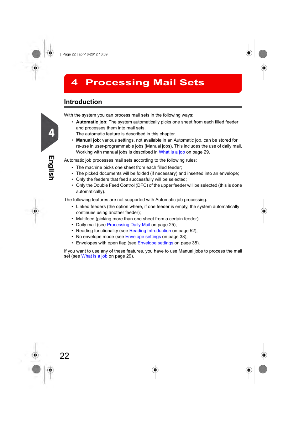 Processing mail sets, Introduction, Processing mail sets 4 | English | Formax 6204 Series User Manual | Page 27 / 90