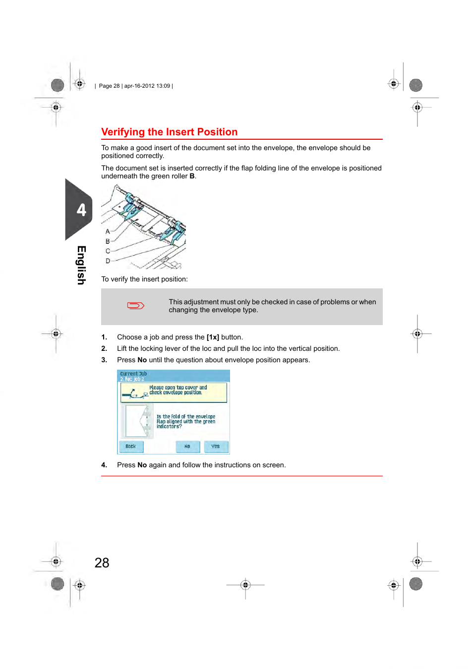 Verifying the insert position, English | Formax 6204 Series User Manual | Page 33 / 90