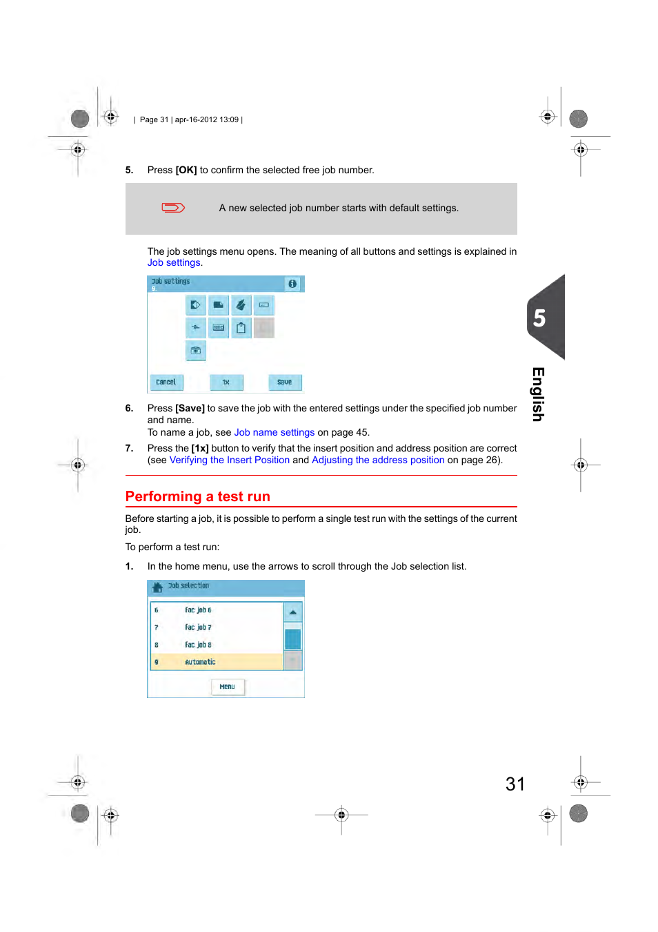 Performing a test run, English | Formax 6204 Series User Manual | Page 36 / 90