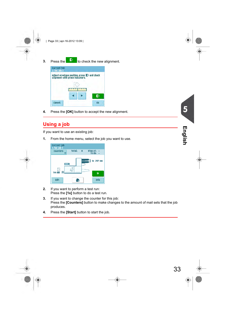 Using a job, English | Formax 6204 Series User Manual | Page 38 / 90