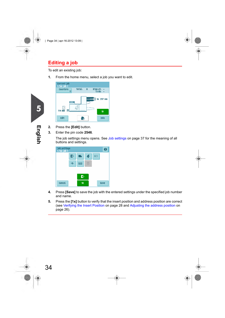 Editing a job, English | Formax 6204 Series User Manual | Page 39 / 90