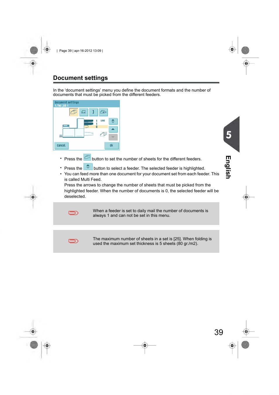 Document settings, English | Formax 6204 Series User Manual | Page 44 / 90