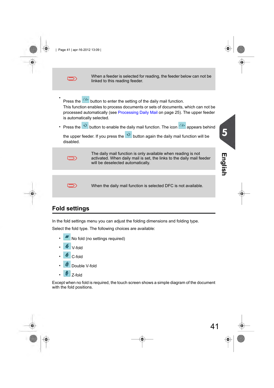 Fold settings, English | Formax 6204 Series User Manual | Page 46 / 90
