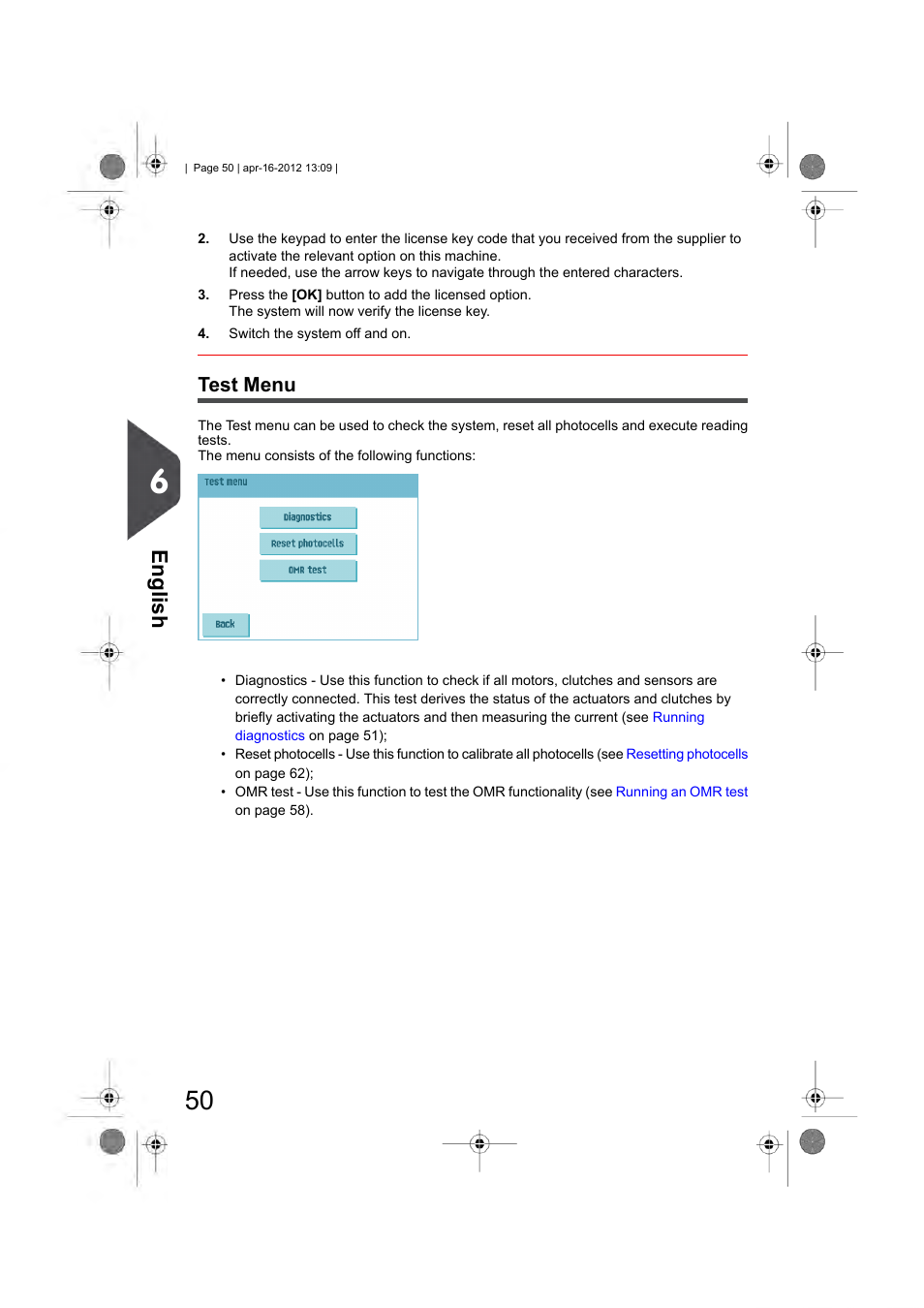 Test menu, English | Formax 6204 Series User Manual | Page 55 / 90