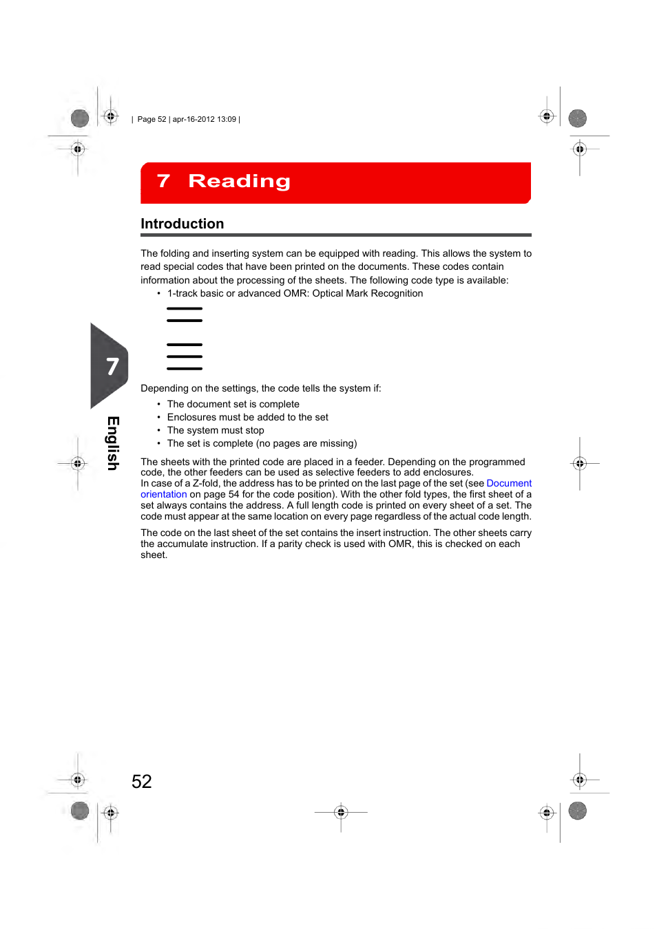Reading, Introduction, Reading introduction | Reading 7, English | Formax 6204 Series User Manual | Page 57 / 90