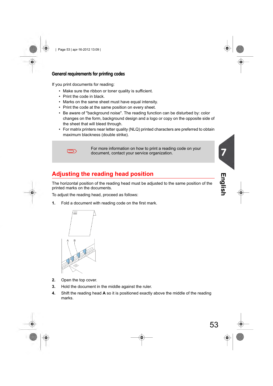 Adjusting the reading head position, English | Formax 6204 Series User Manual | Page 58 / 90