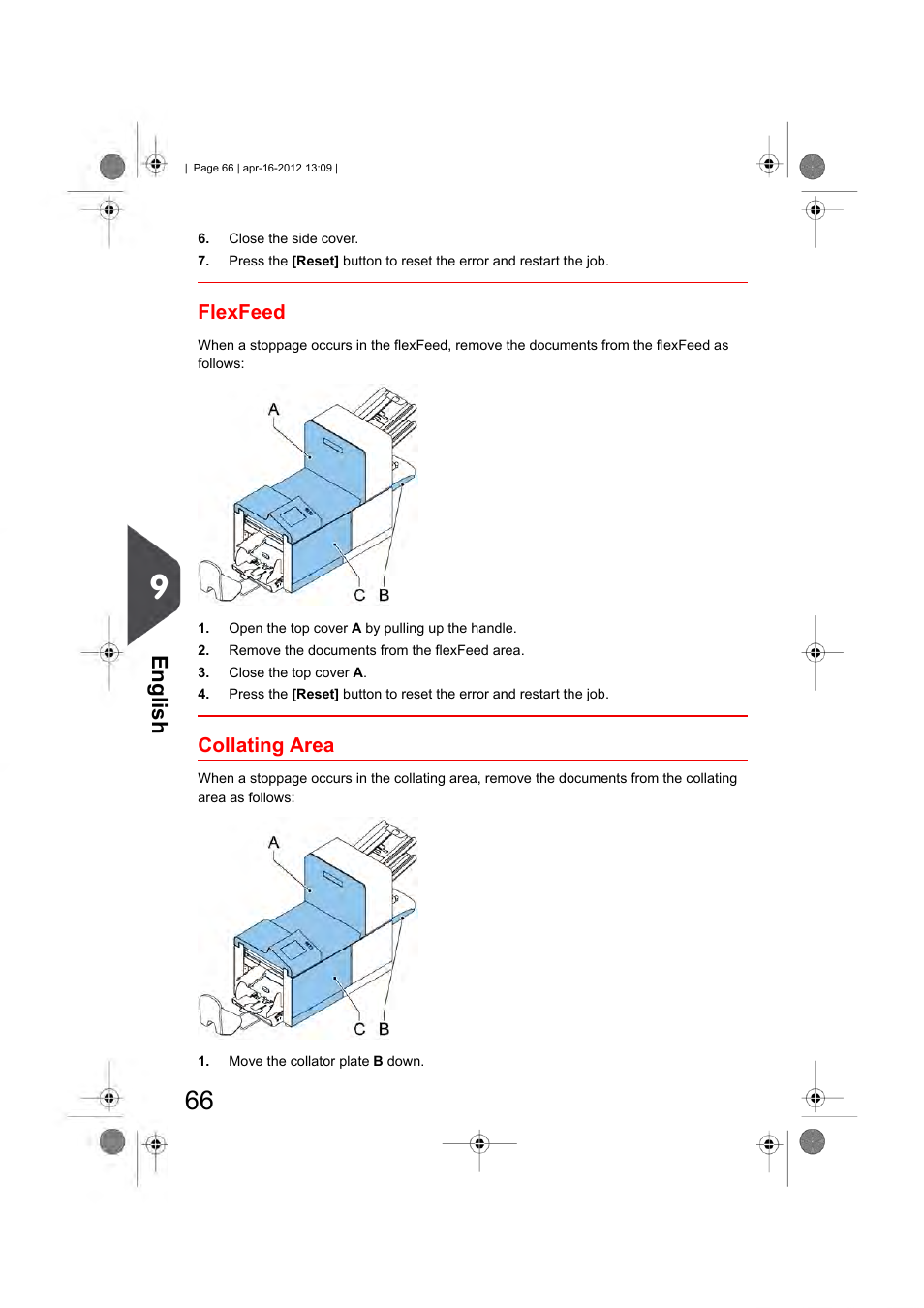 Flexfeed, Collating area, English | Formax 6204 Series User Manual | Page 71 / 90