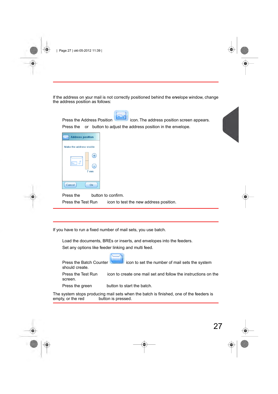 Address position, Run a batch, English | Formax 6206 Series User Manual | Page 32 / 85