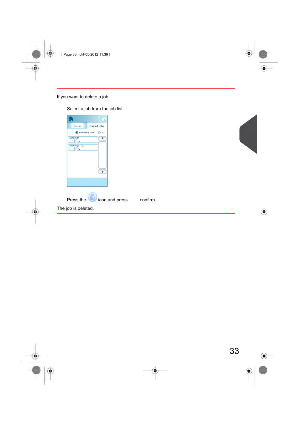 Delete a job, English | Formax 6206 Series User Manual | Page 38 / 85