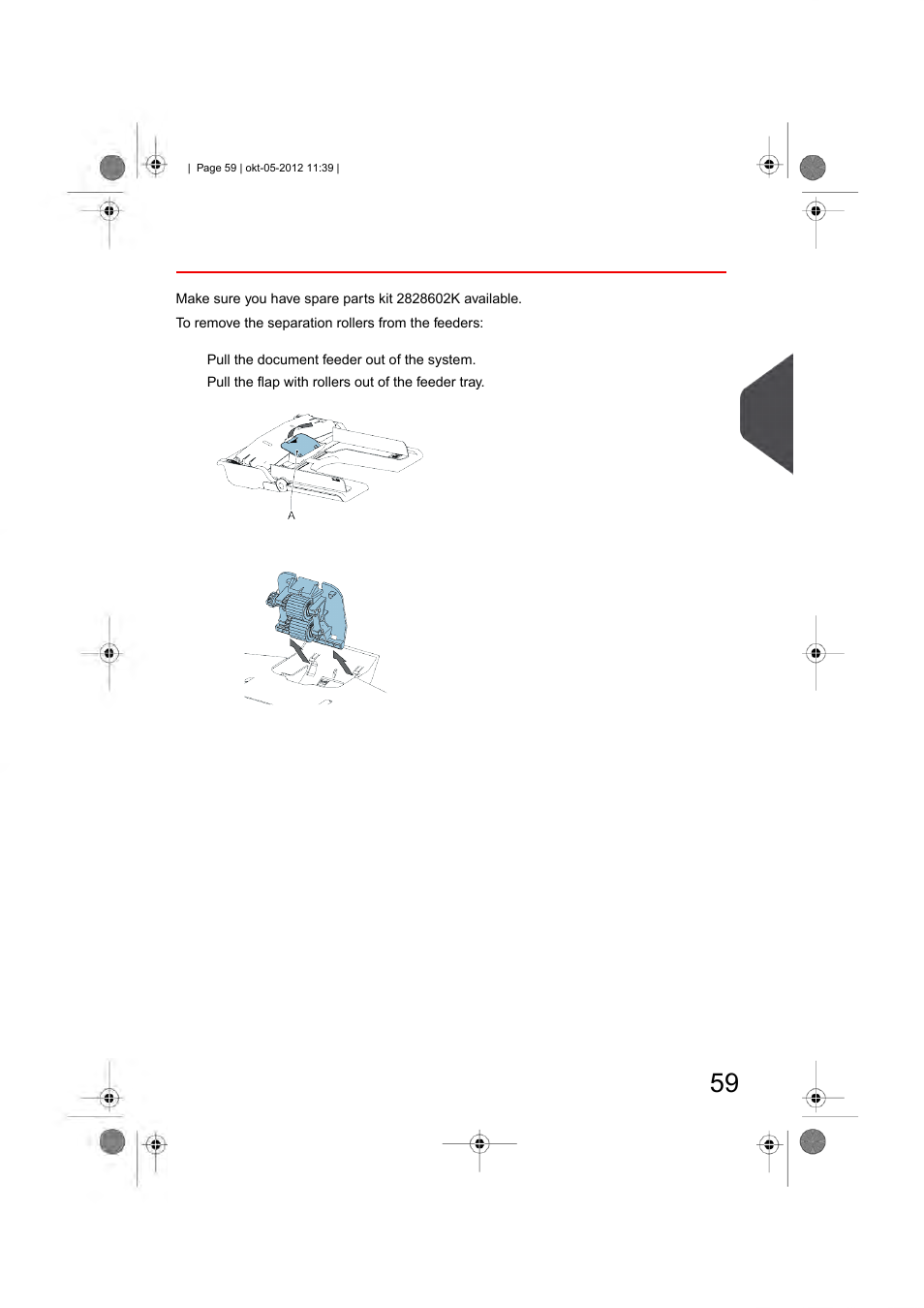 Replace separation rollers of the document feeder, Replace the separation, Rollers | English | Formax 6206 Series User Manual | Page 64 / 85