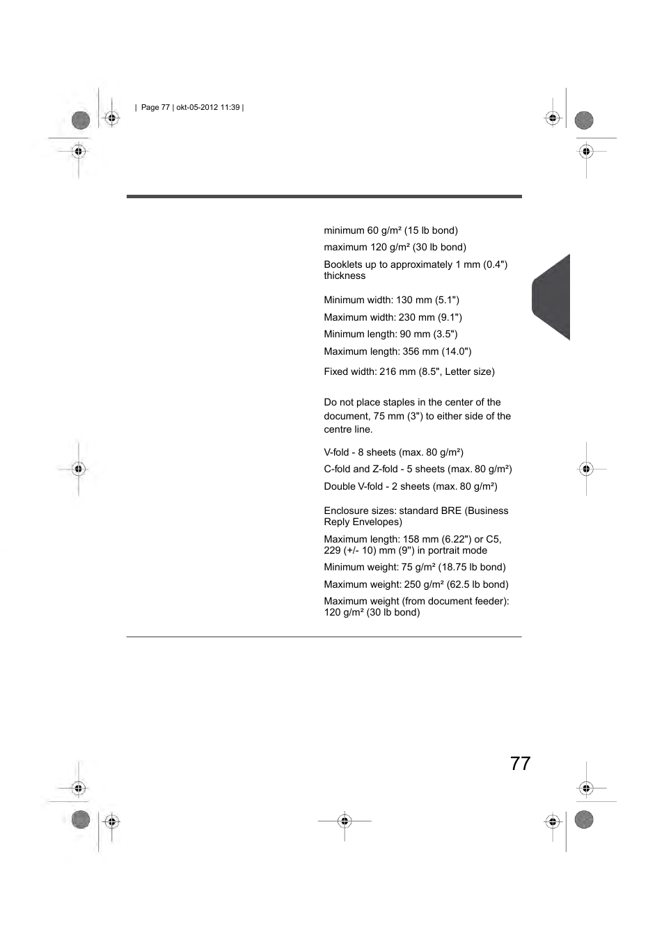 Document and insert specifications, English | Formax 6206 Series User Manual | Page 82 / 85