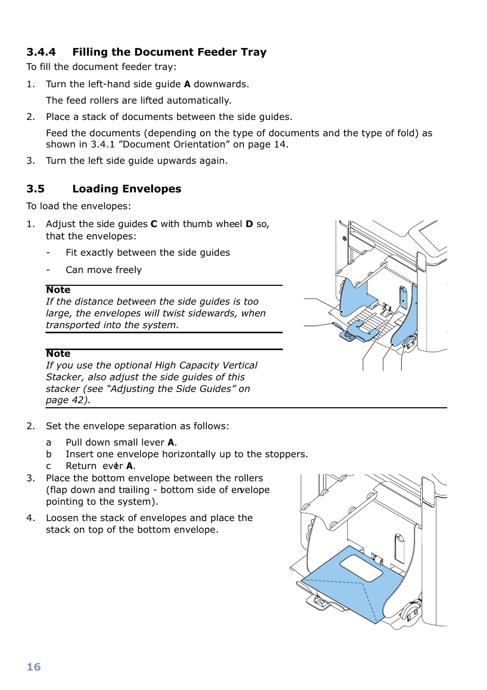 4 filling the document feeder tray, 5 loading envelopes, Run a job | Dc a b c | Formax 6304 Series User Manual | Page 18 / 64
