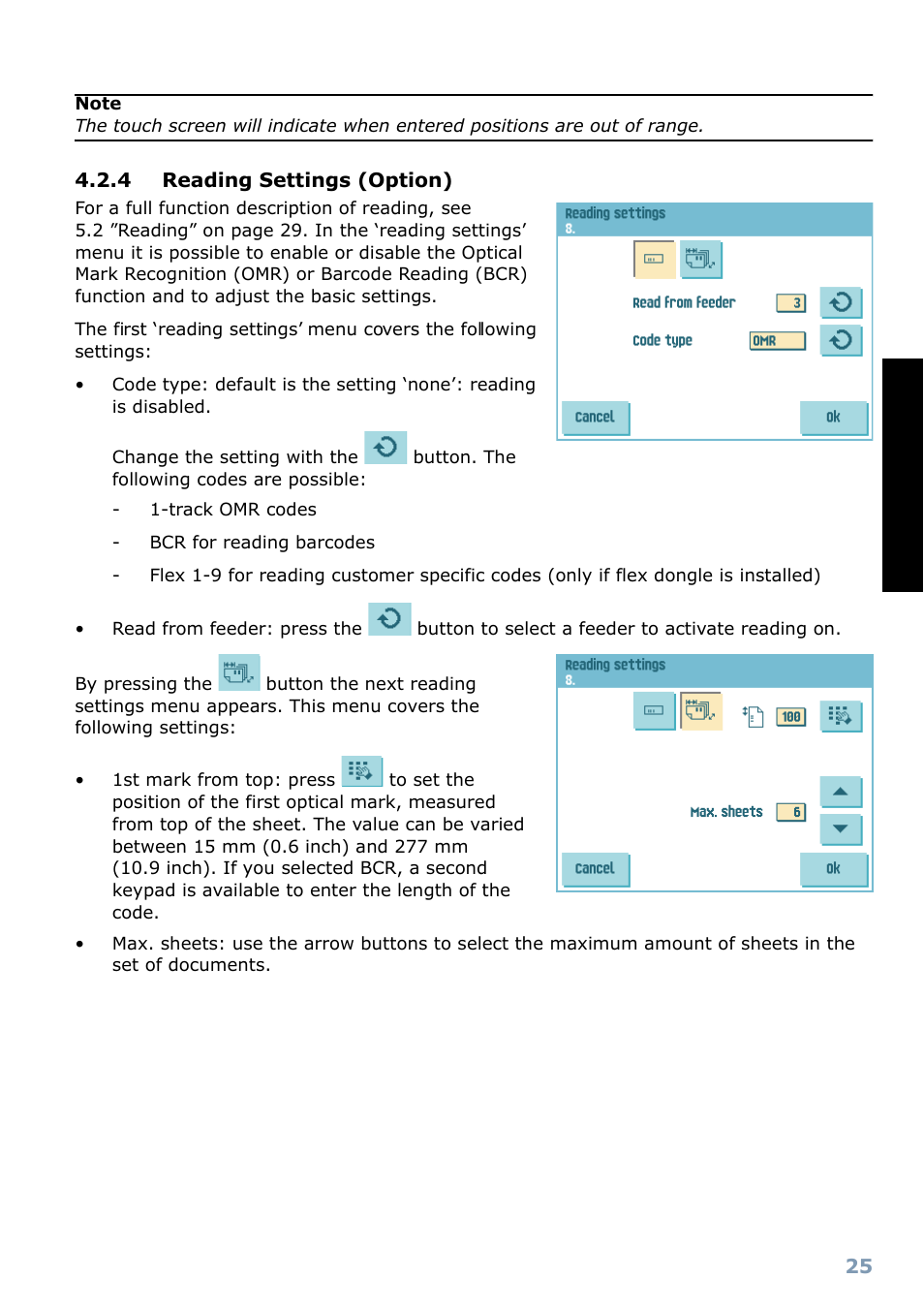 4 reading settings (option), Englis h | Formax 6304 Series User Manual | Page 27 / 64