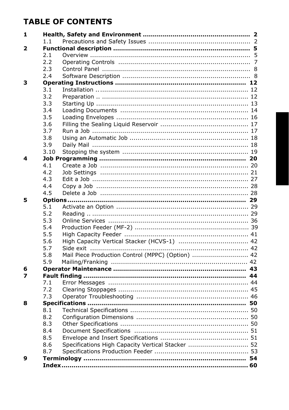 Englis h table of contents | Formax 6304 Series User Manual | Page 3 / 64