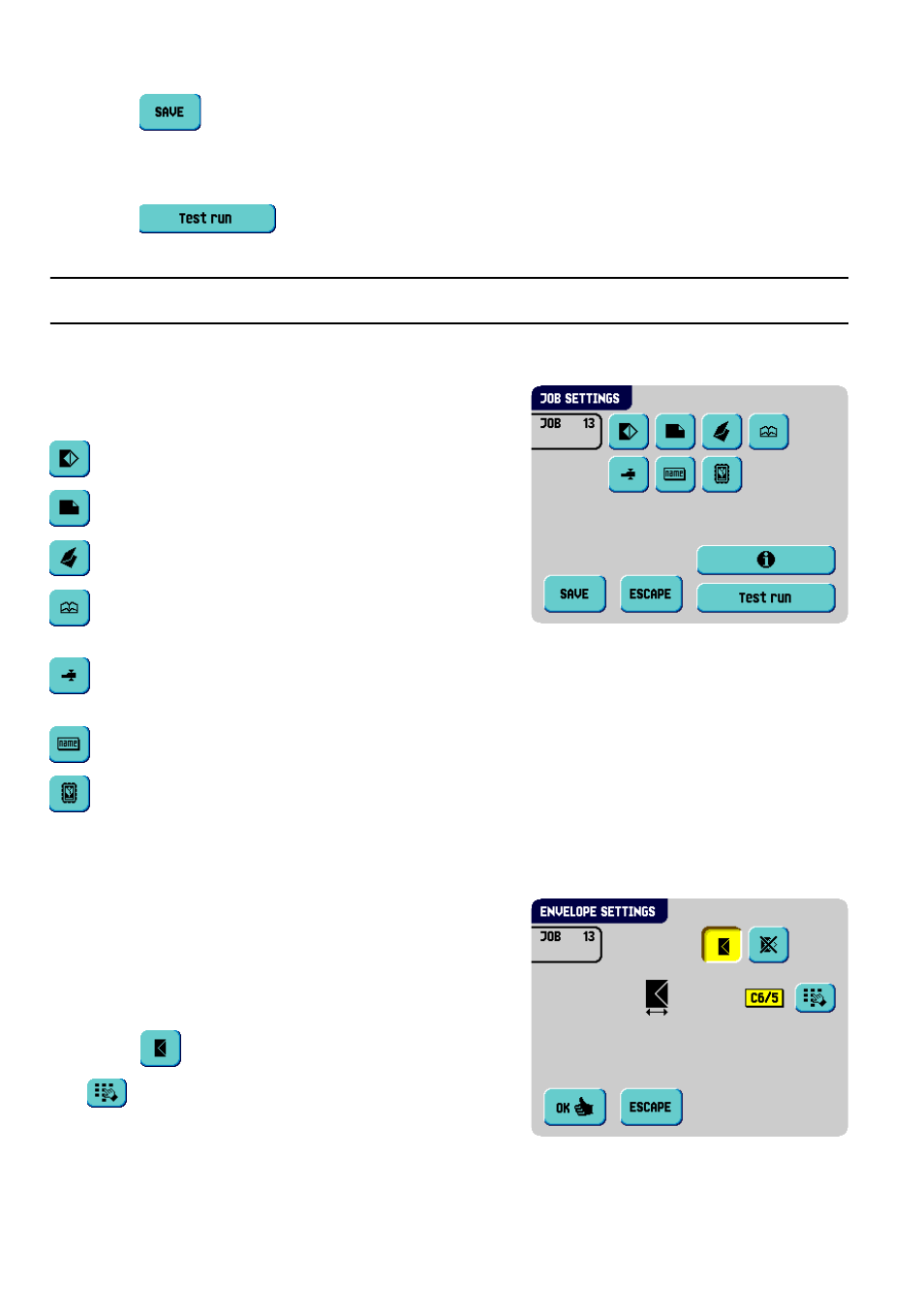 1 job settings, 2 envelope settings, 1 job settings 3.9.2 envelope settings | Formax 6402 Series User Manual | Page 34 / 75