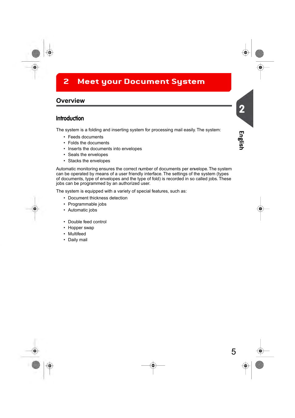 Meet your document system, Overview, Meet your document system 2 | Formax 6404 Series User Manual | Page 12 / 122