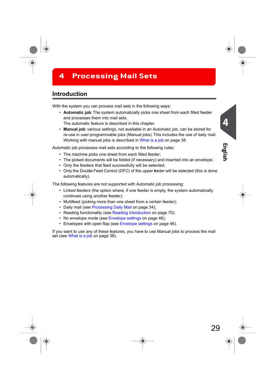 Processing mail sets, Introduction, Processing mail sets 4 | En glish | Formax 6404 Series User Manual | Page 36 / 122