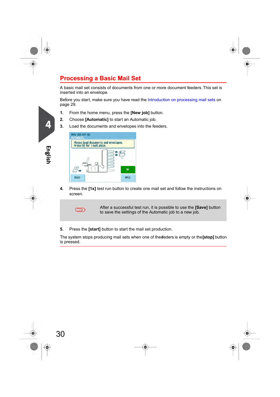 Processing a basic mail set, En glish | Formax 6404 Series User Manual | Page 37 / 122