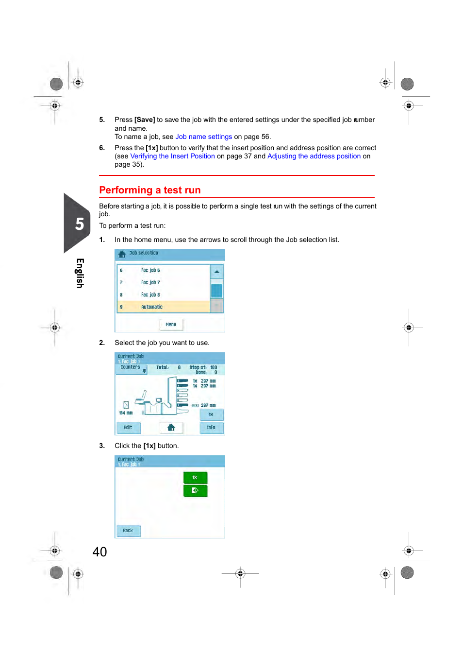 Performing a test run, En glish | Formax 6404 Series User Manual | Page 47 / 122