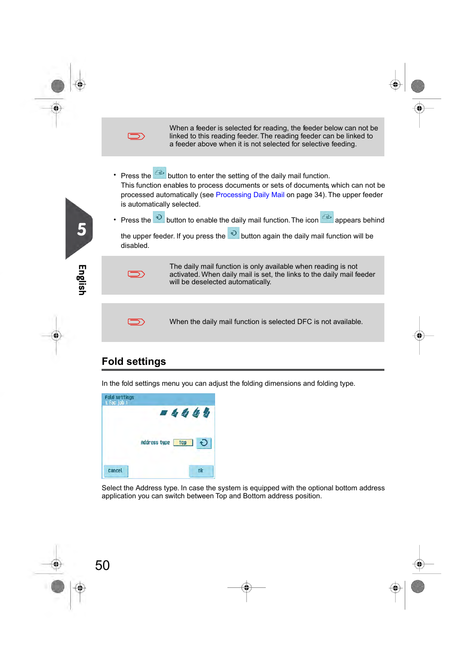 Fold settings, En glish | Formax 6404 Series User Manual | Page 57 / 122