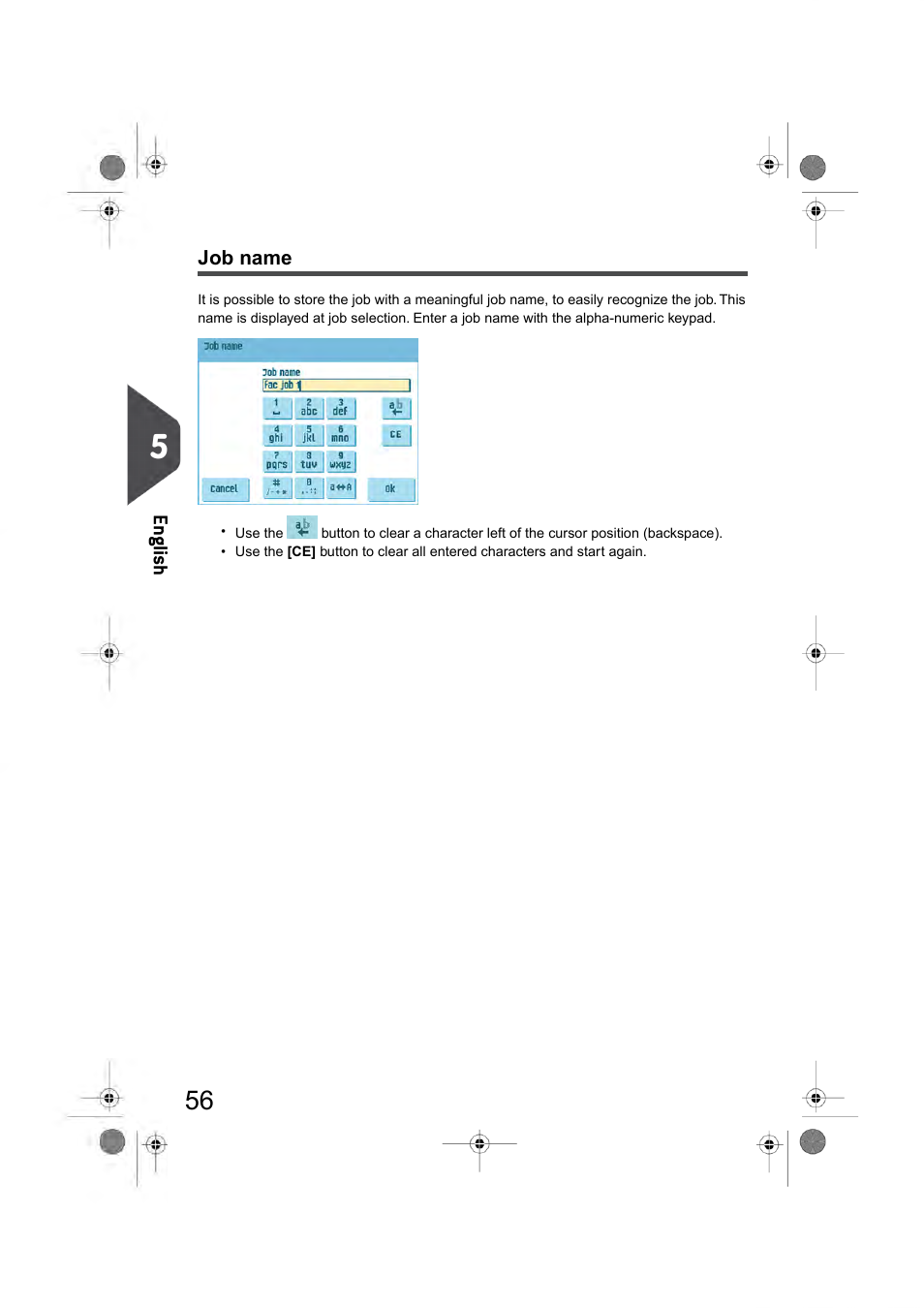 Job name, Job name settings, Job name settings (see | En glish | Formax 6404 Series User Manual | Page 63 / 122