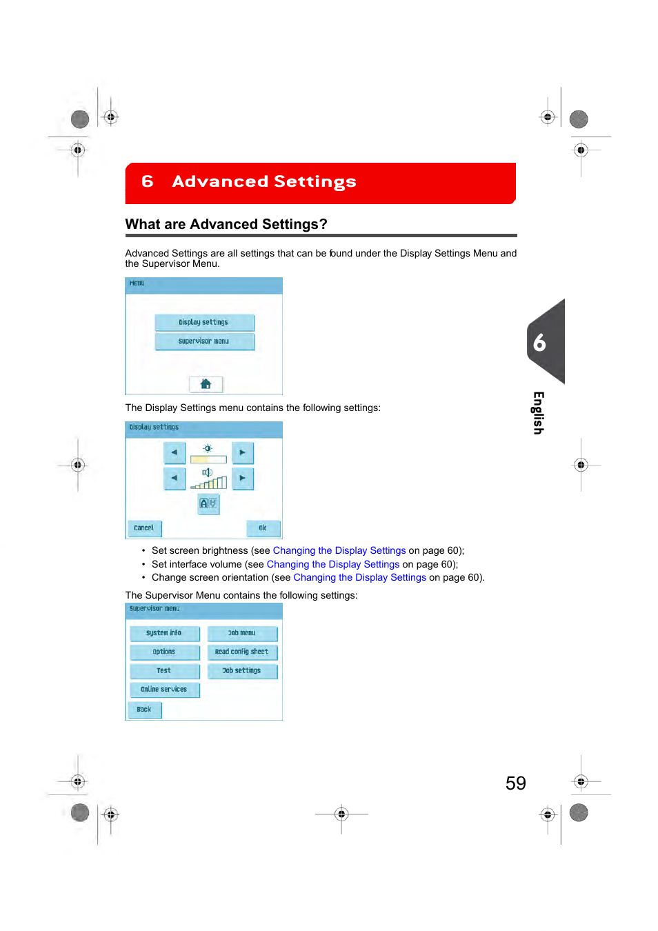 Advanced settings, What are advanced setting, Advanced settings 6 | En glish | Formax 6404 Series User Manual | Page 66 / 122