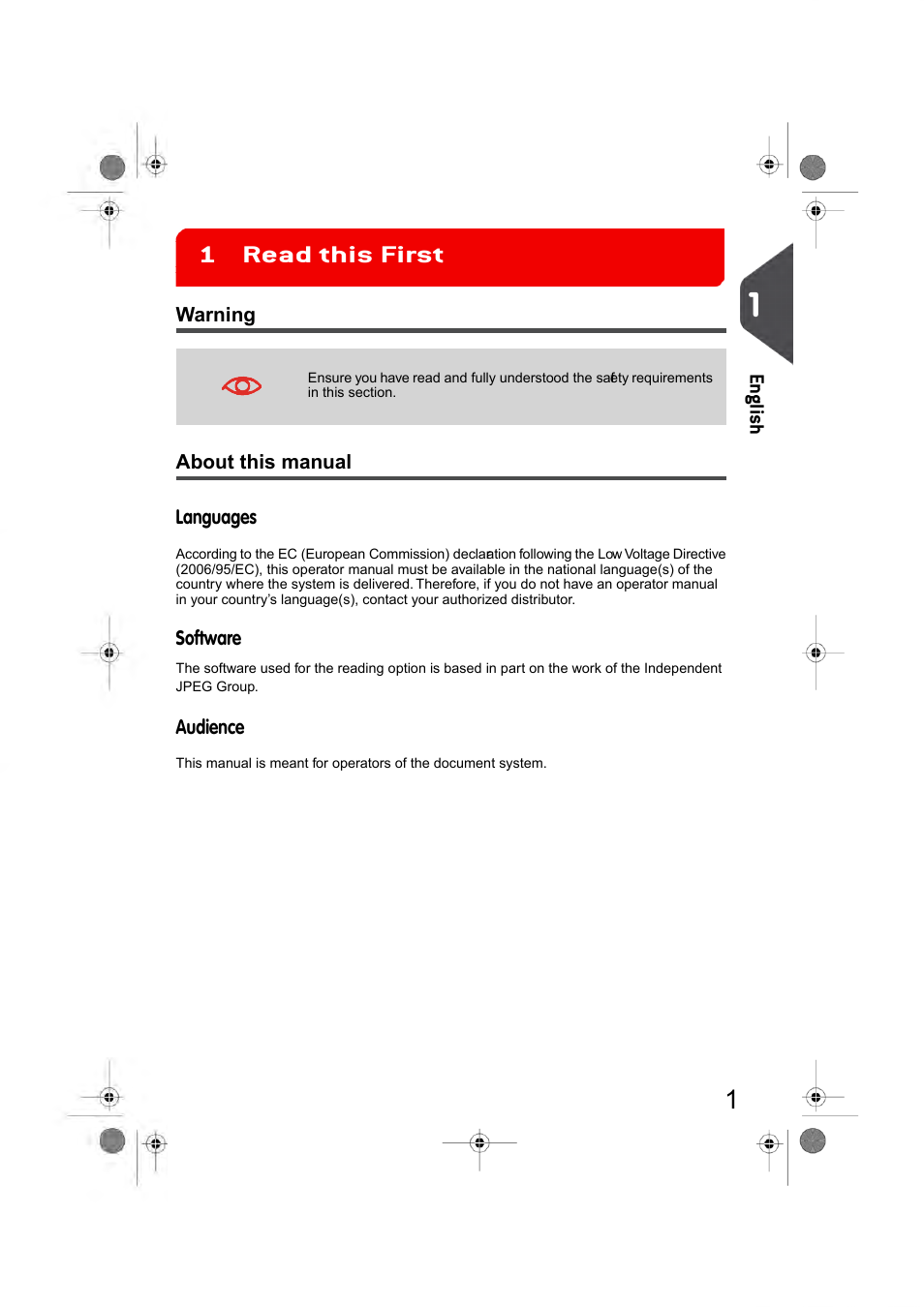Read this first, Warning, About this manual | Read this first 1 | Formax 6404 Series User Manual | Page 8 / 122