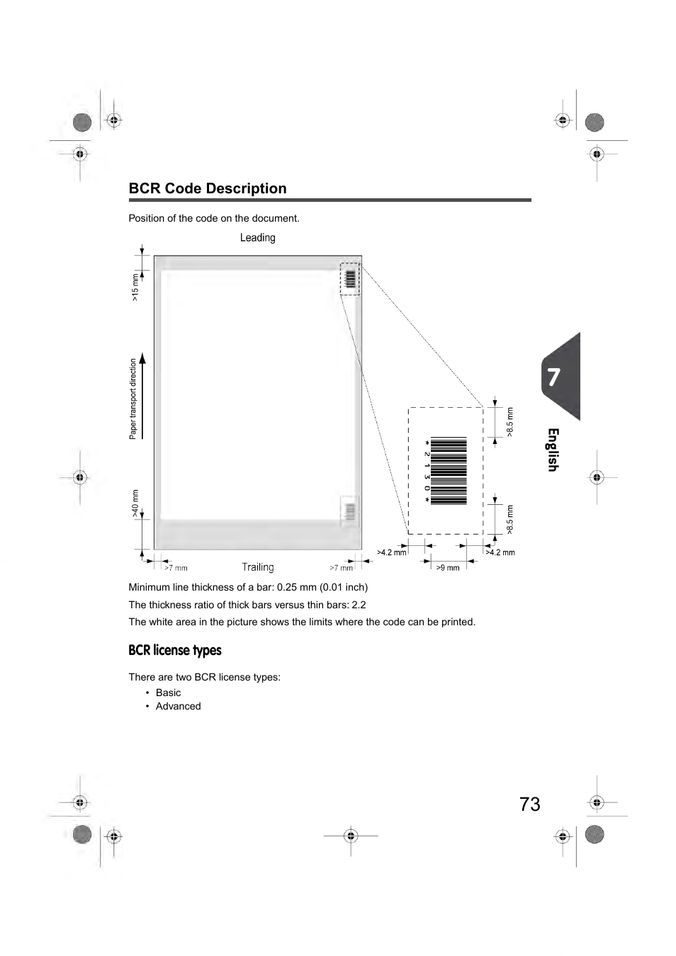 Bcr code description, Bcr 1d (see | Formax 6404 Series User Manual | Page 80 / 122