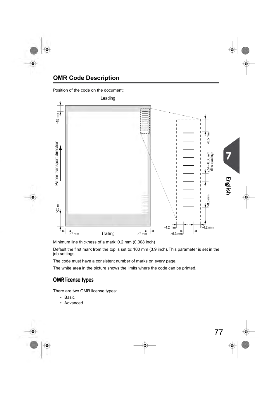 Omr code description, K (see | Formax 6404 Series User Manual | Page 84 / 122