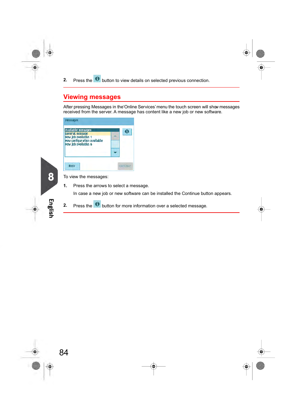 Viewing messages, Messages (see, Viewing | Messages, U (see, En glish | Formax 6404 Series User Manual | Page 91 / 122