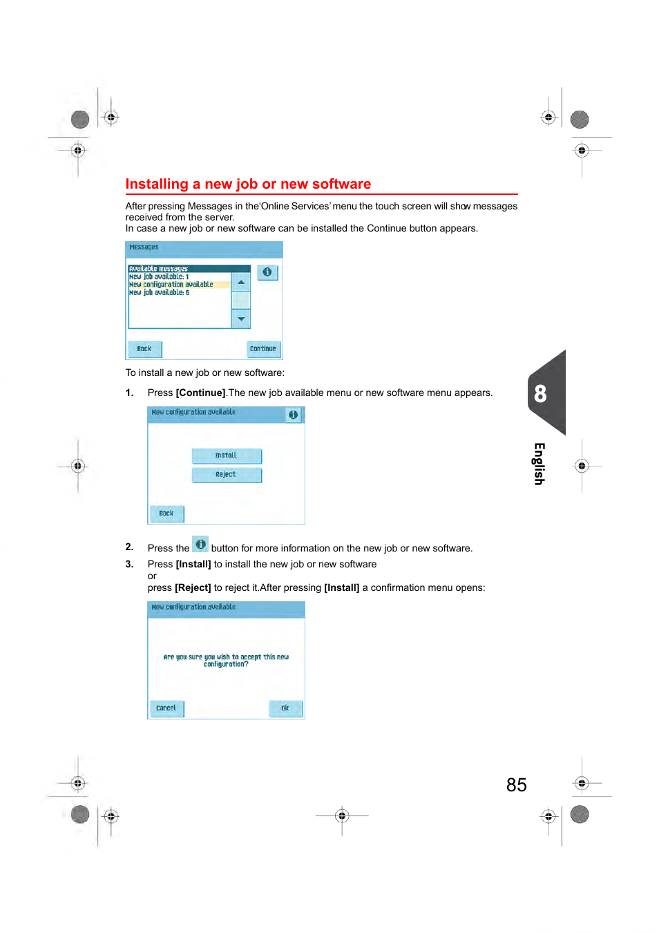 Installing a new job or new software, En glish | Formax 6404 Series User Manual | Page 92 / 122