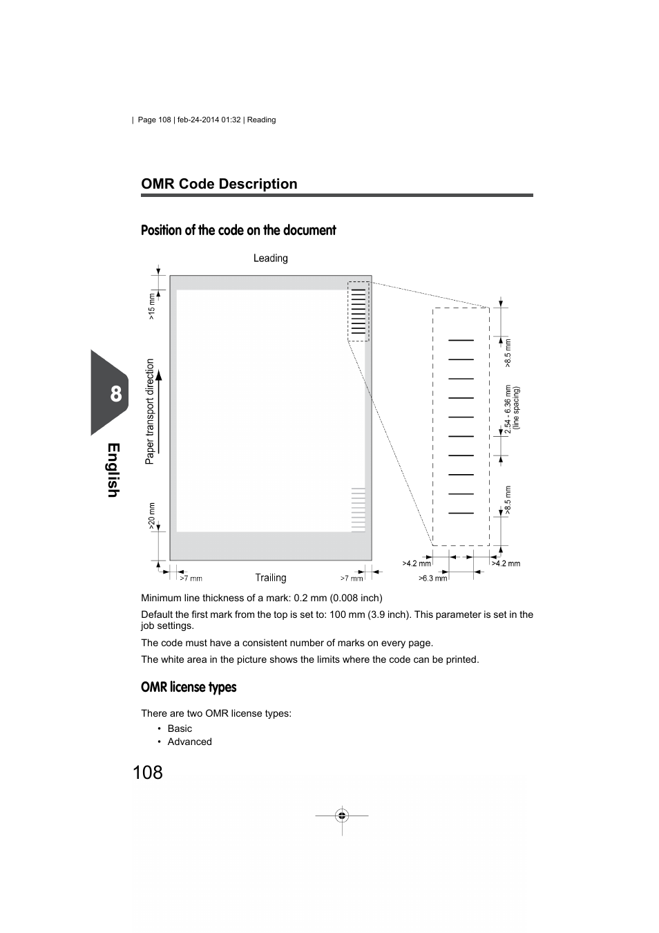 Omr code description, English | Formax 6606 Series User Manual | Page 112 / 159