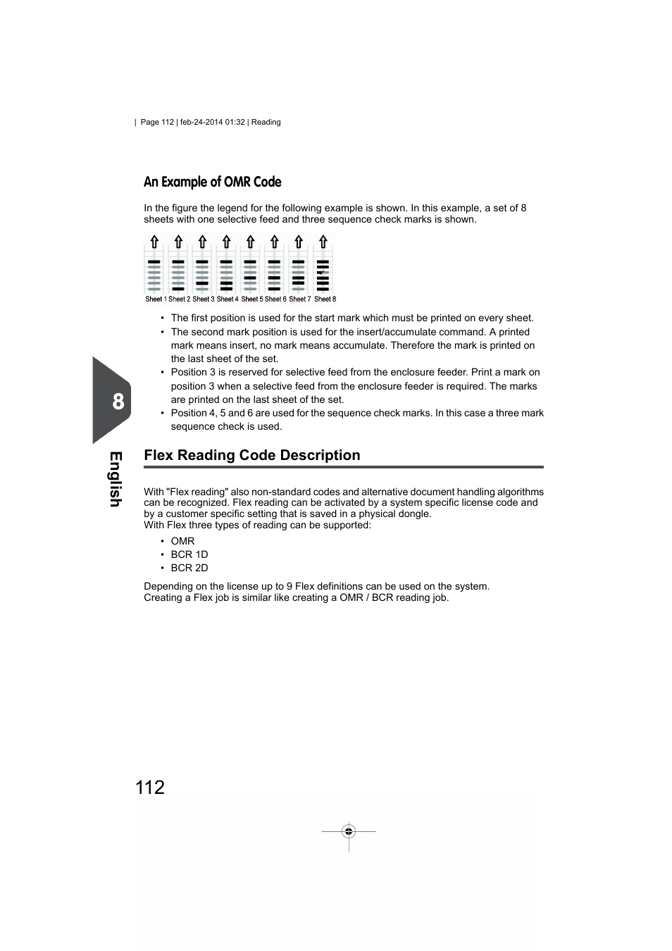 Flex reading code description, English | Formax 6606 Series User Manual | Page 116 / 159