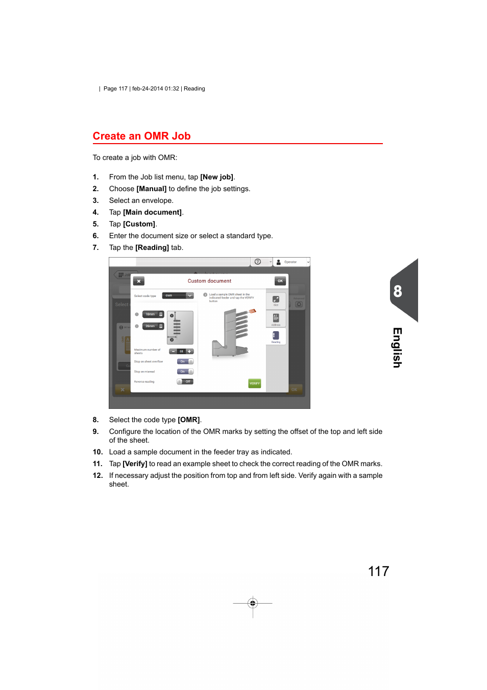 Create an omr job, English | Formax 6606 Series User Manual | Page 121 / 159