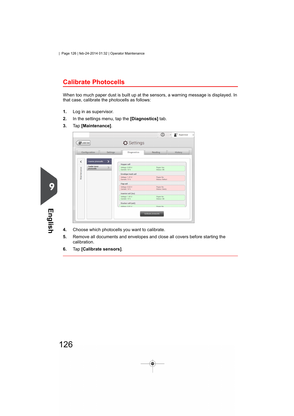 Calibrate photocells, English | Formax 6606 Series User Manual | Page 130 / 159