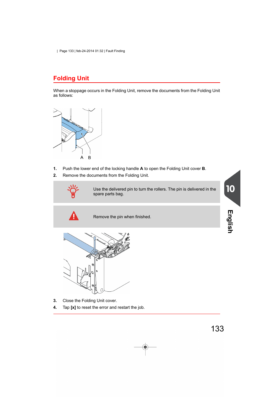 Powerfold, English, Fold ing unit | Formax 6606 Series User Manual | Page 137 / 159