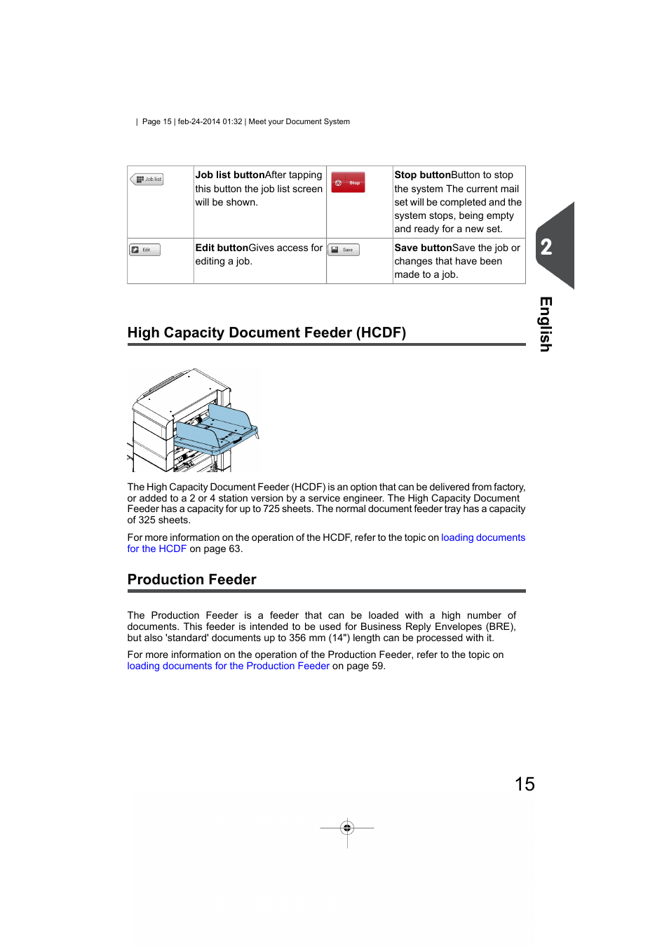 High capacity document feeder (hcdf), Maxifeeder, English | Production feeder | Formax 6606 Series User Manual | Page 19 / 159