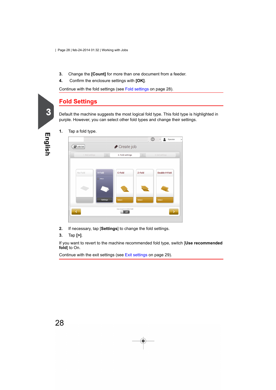 Fold settings, English | Formax 6606 Series User Manual | Page 32 / 159