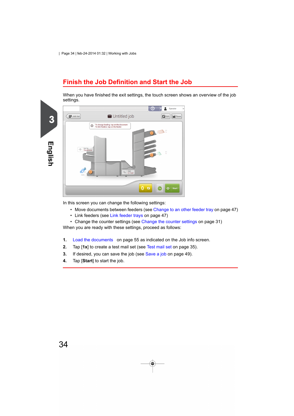 Finish the job definition and start the job, English | Formax 6606 Series User Manual | Page 38 / 159
