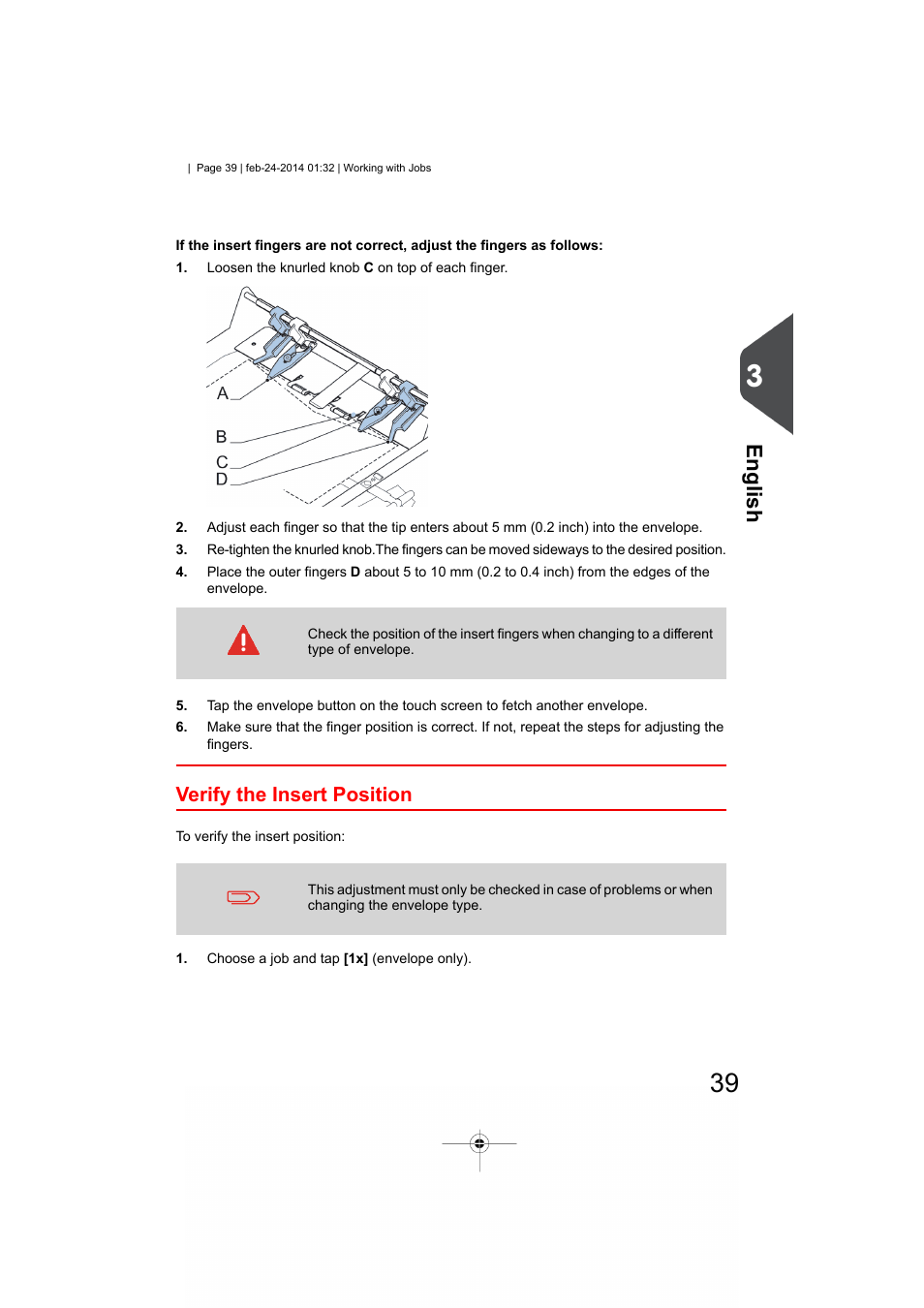 Verify the insert position, English | Formax 6606 Series User Manual | Page 43 / 159