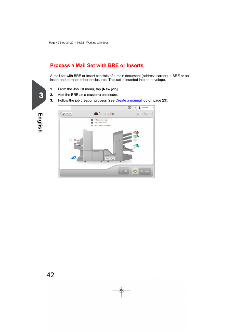 Process a mail set with bre or inserts, English | Formax 6606 Series User Manual | Page 46 / 159