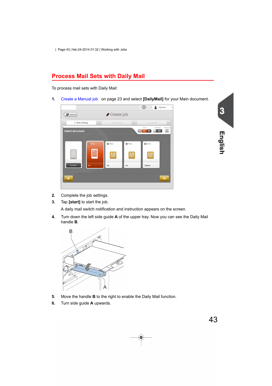 Process mail sets with daily mail, Daily mail, English | Formax 6606 Series User Manual | Page 47 / 159