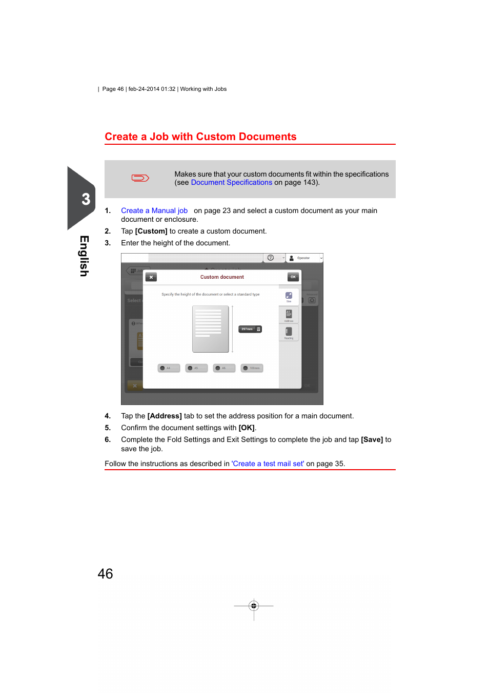 Create a job with custom documents, Create a custom document, Create | A custom document, English | Formax 6606 Series User Manual | Page 50 / 159