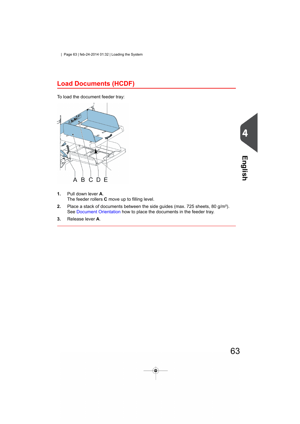 Load documents (hcdf), Loading documents, For the hcdf | English | Formax 6606 Series User Manual | Page 67 / 159