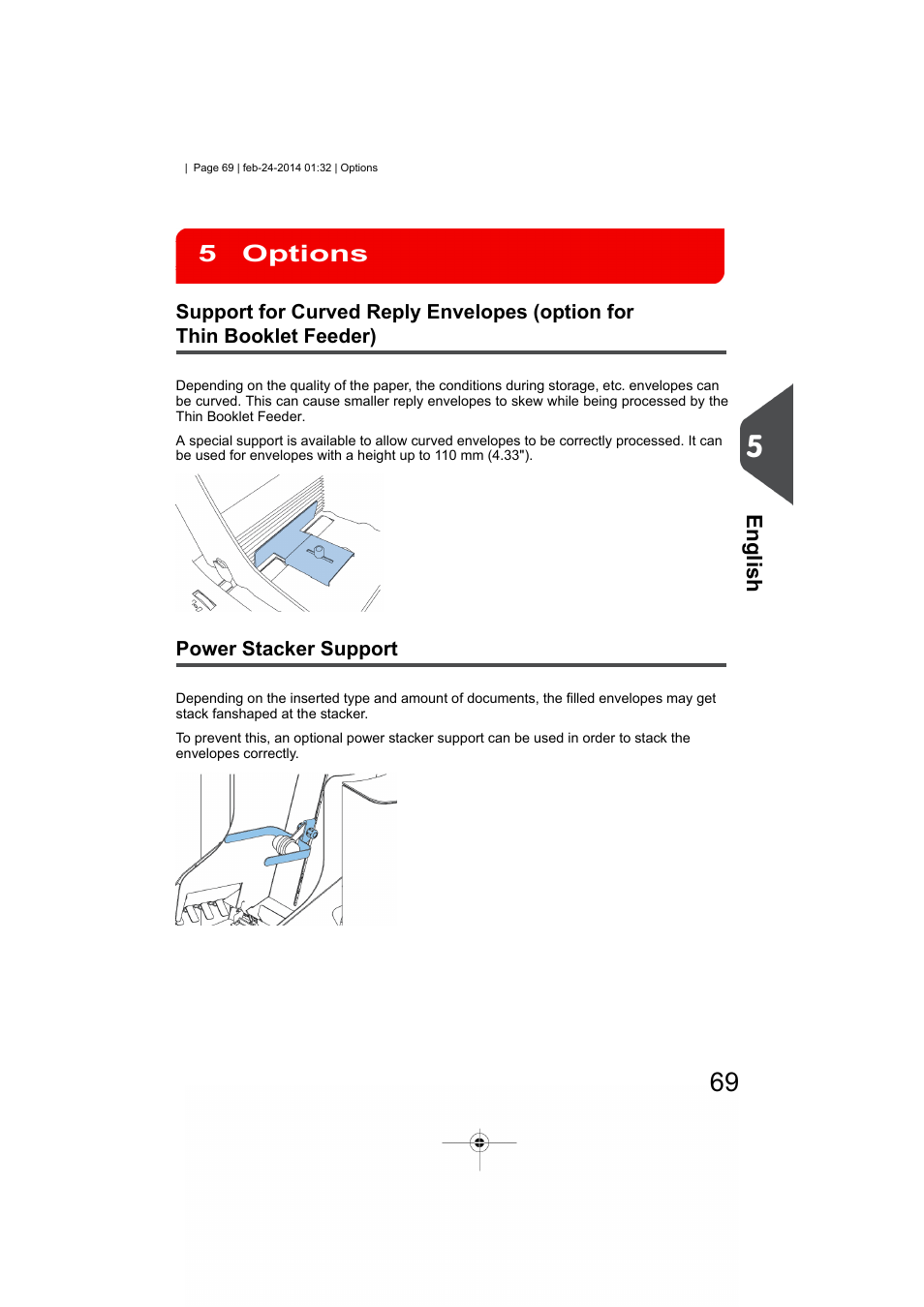 Options, Power stacker support, Options 5 | Formax 6606 Series User Manual | Page 73 / 159